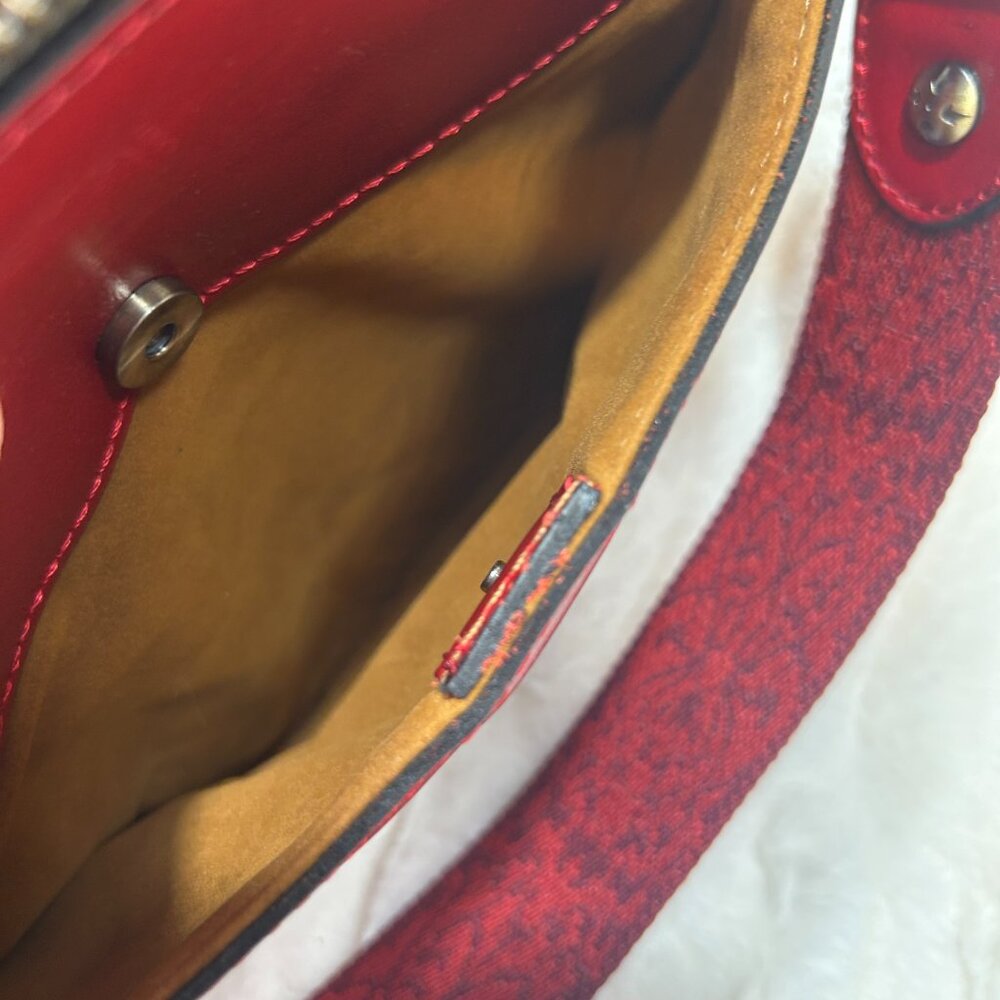 EUC Patricia Nash Valenza Red Leather Crossbody - Embossed Strap - Picture 10 of 12